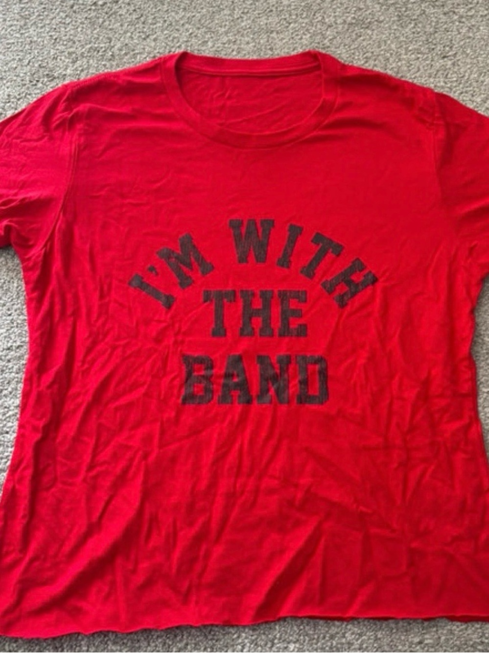 Red Graphic Crop Top - "I'm With The Band"